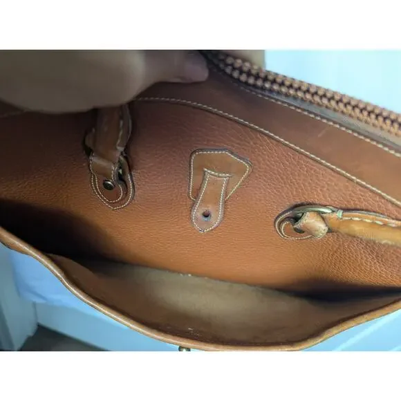 Vintage Dooney & Bourke Pebble British Tan Vachetta Leather Satchel Bag USA - Picture 11 of 16